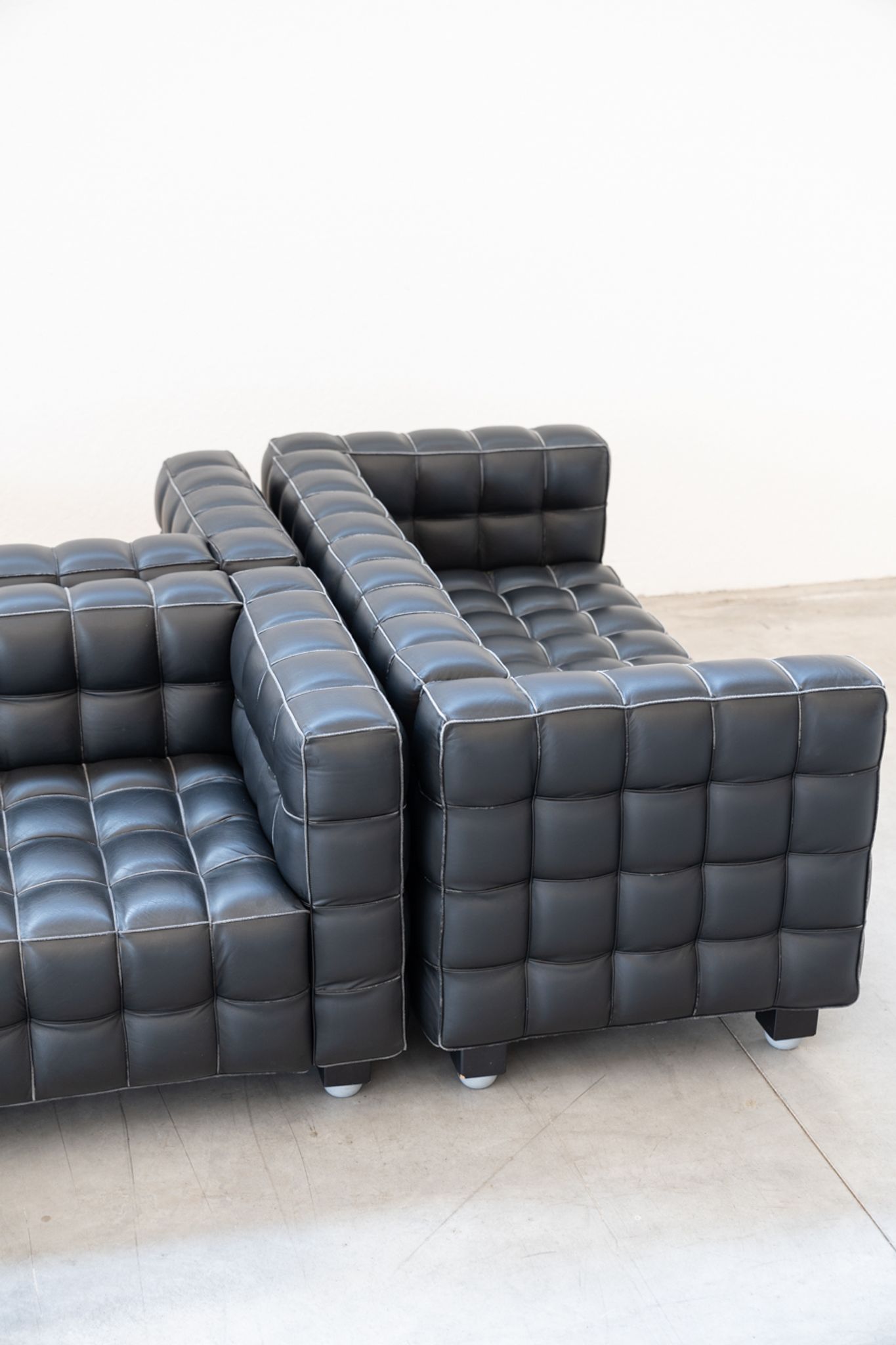 Kubus Sofas, Two Places by Josef Hoffmann for Wittmann, 1980s, Set of 4