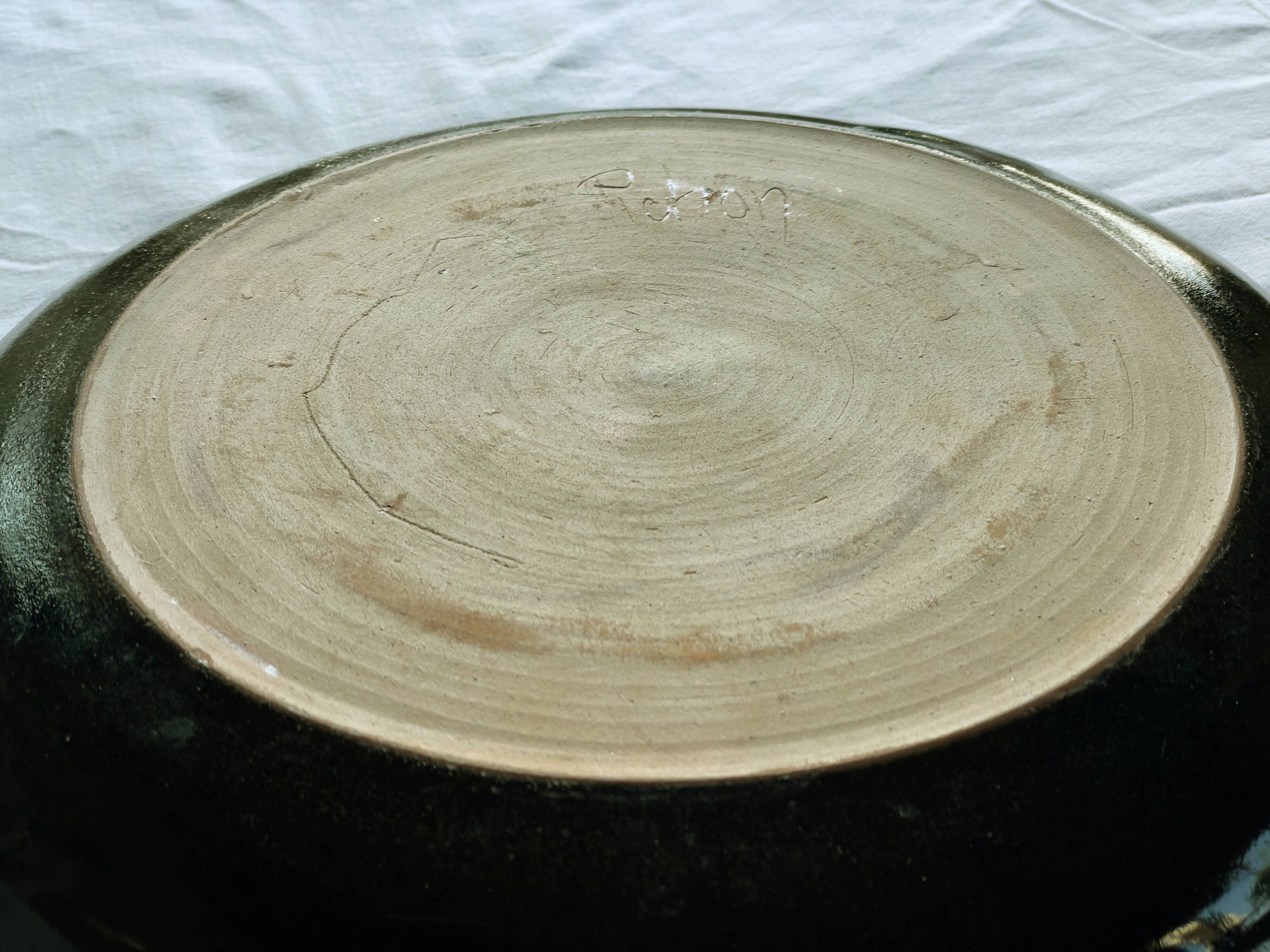 Large Pichon stoneware dish 1960