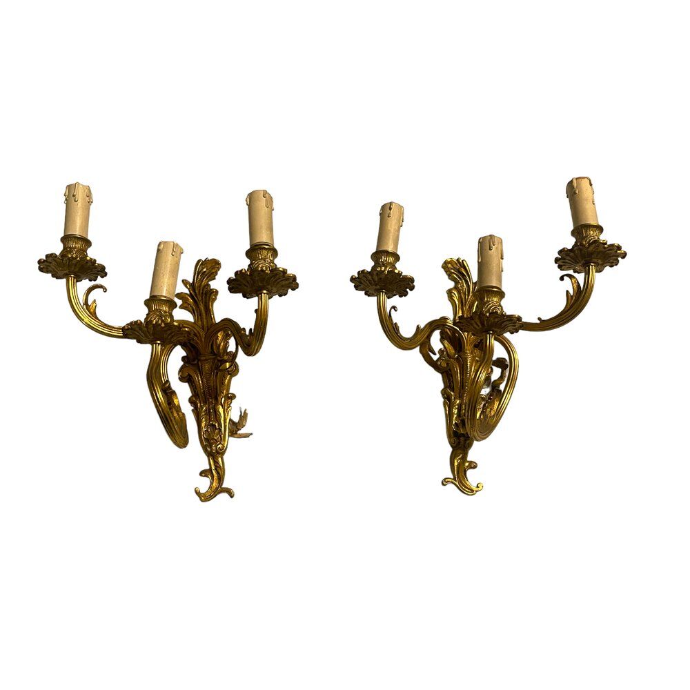 Vintage brass sconces, 1960s, set of 2