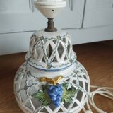 Openwork lamp base from the Malicorne Art pottery