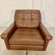 Vintage danish retro mid-century svend skipper brown leather chair & stool 60s
