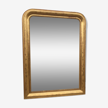 Miroir Louis-Philippe doré à la feuille d’or 115 x 84 cm