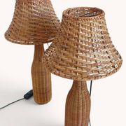 Pair of Table Lamps in Handwoven Wicker and Rattan, France, 1960s