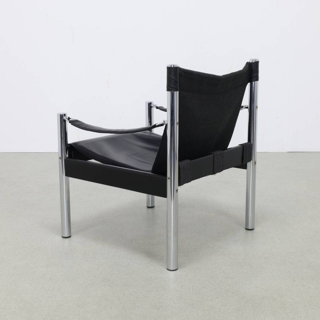 Lounge Chair in Leather and Chrome by Johanson Design Sweden, 1970s