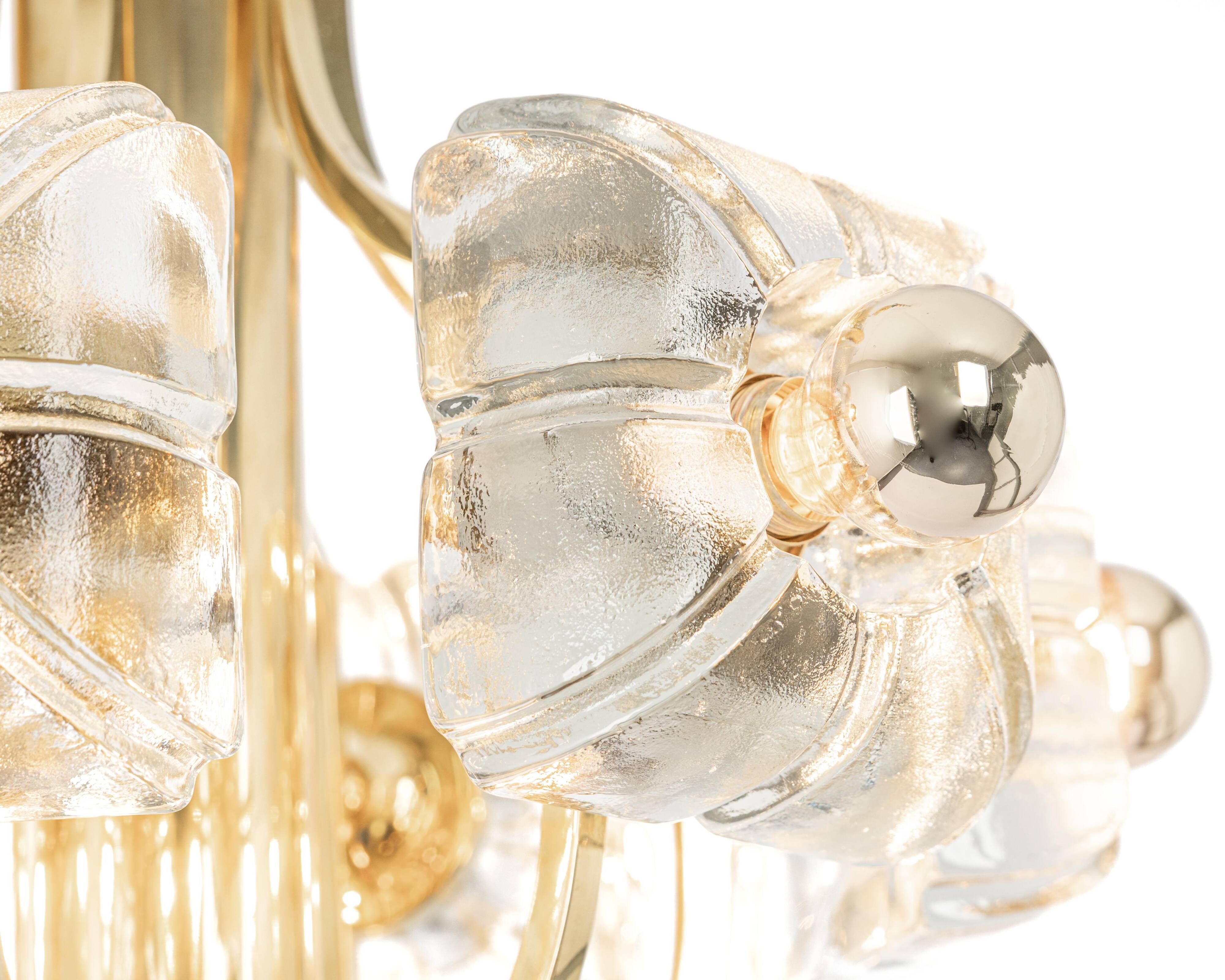 Large brass and crystal glass pendant by Sische, Germany, 1970s.