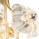 Large brass and crystal glass pendant by Sische, Germany, 1970s.