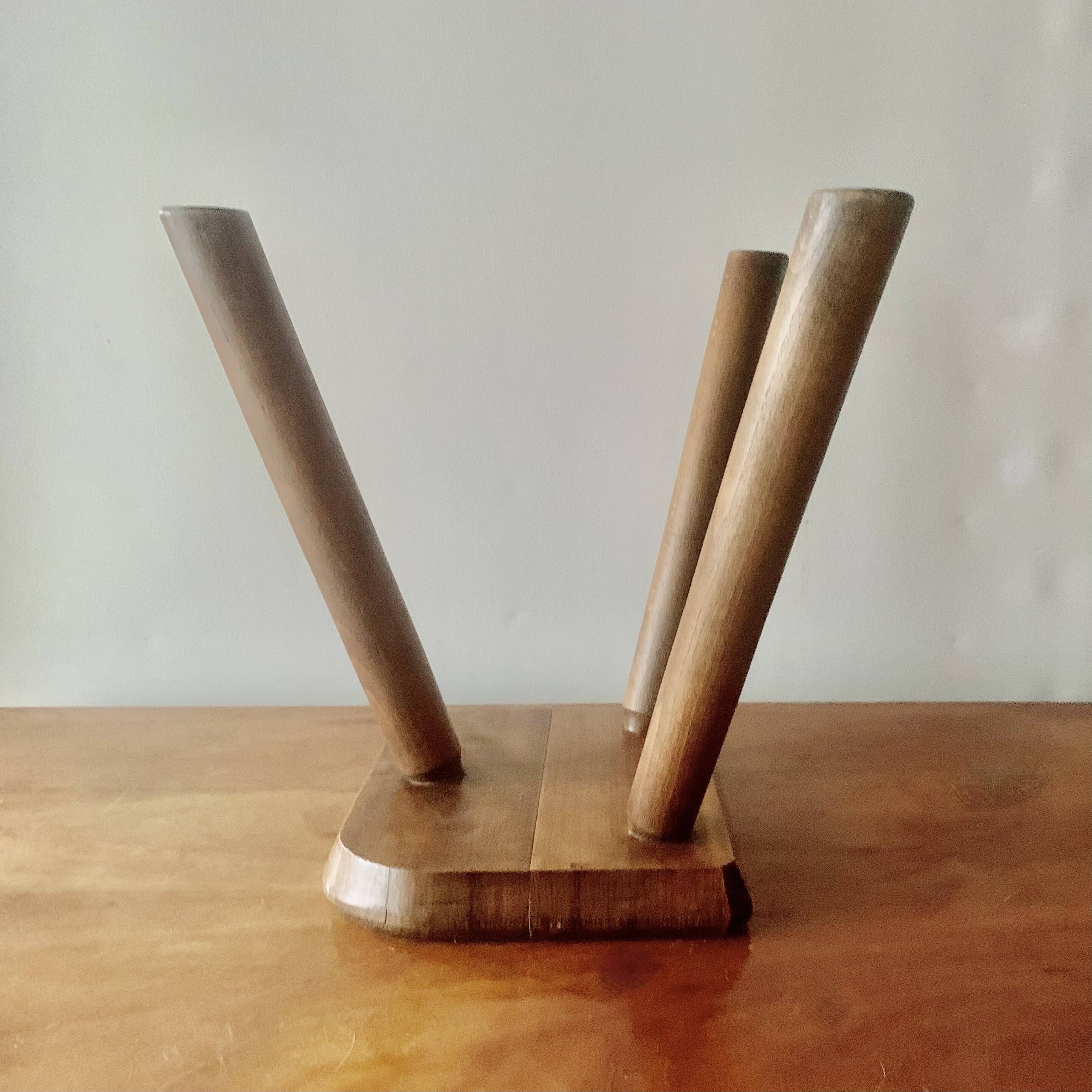 Antique wooden tripod farm stool