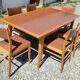 Table en teck formica + 10 chaises style scandinave vintage