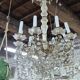 8-bulb string chandelier with crystal drops