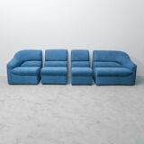 4-module blue sofa from the 1970s – Italian vintage modernist design