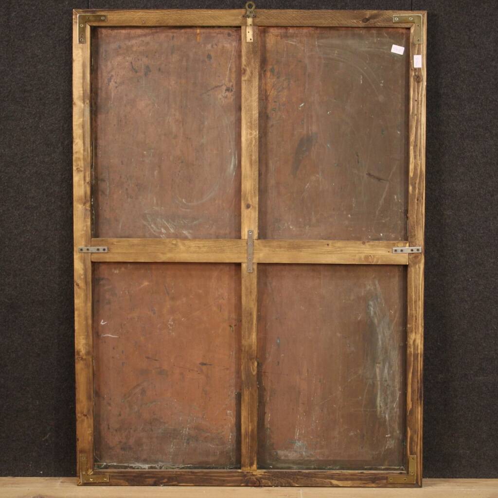 Peinture italienne à l'huile sur cuivre "Expulsion des marchands du temple"