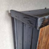 Meuble de metier établi années 40 patiné bleu