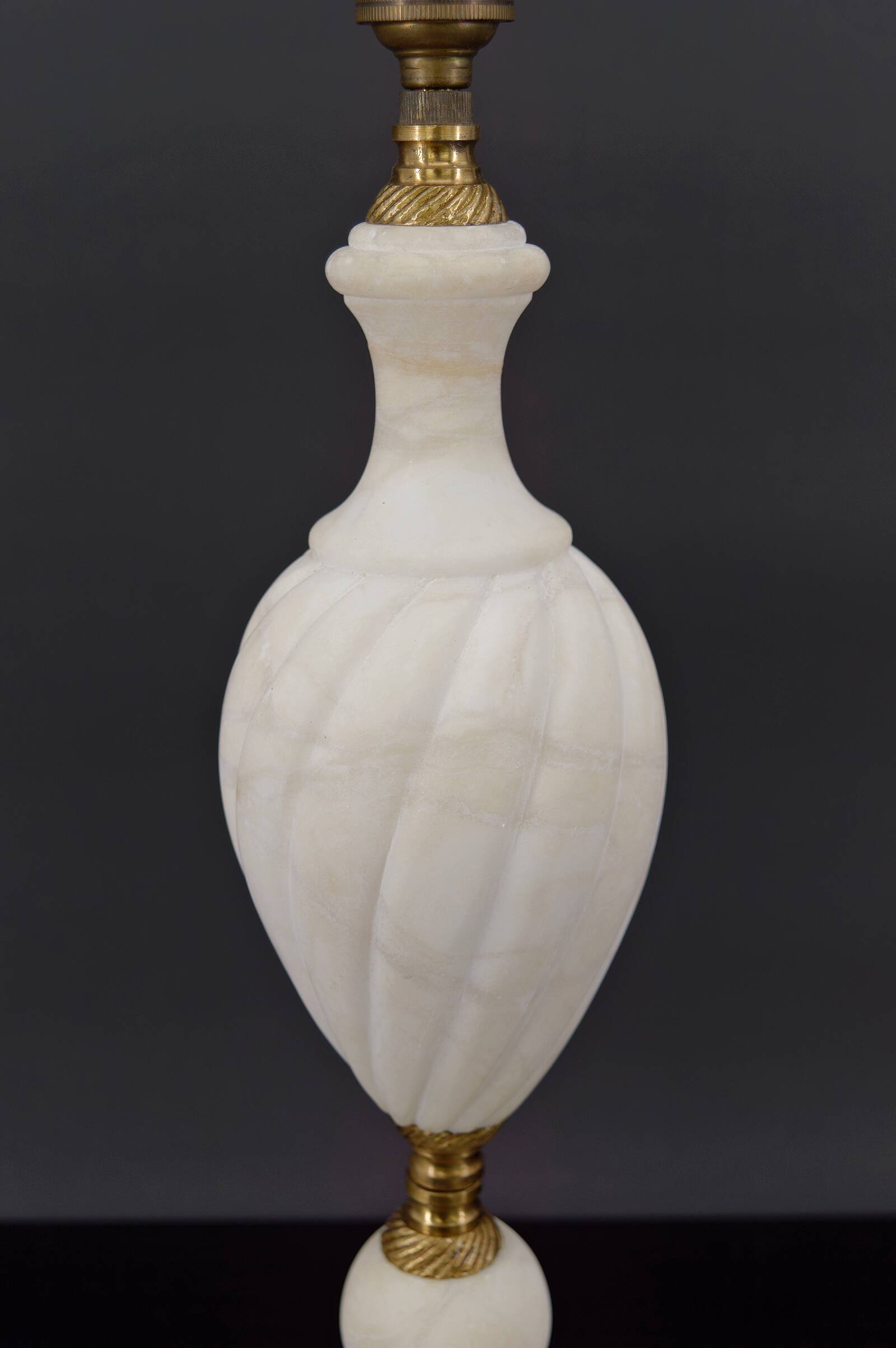 White neoclassical style lamp in alabaster and bronze, italy, circa 1950