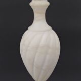 White neoclassical style lamp in alabaster and bronze, italy, circa 1950
