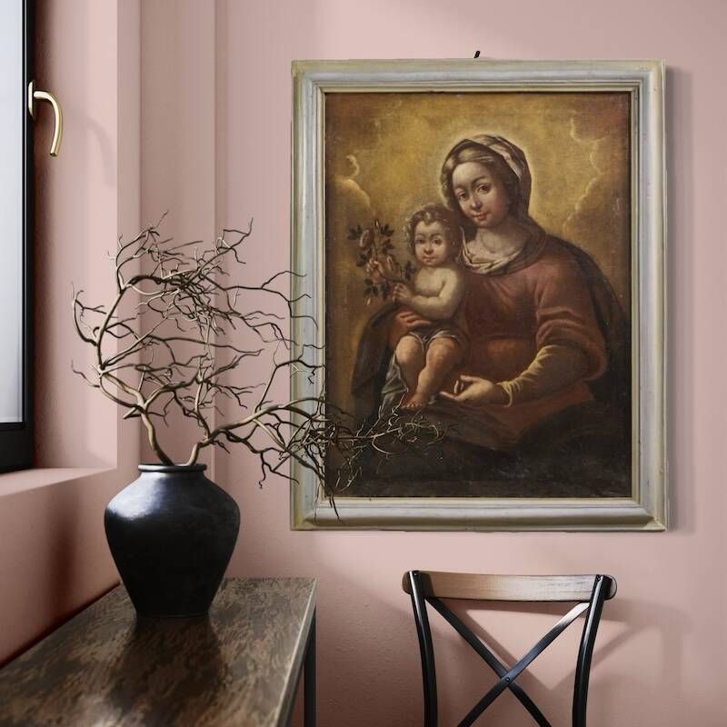Antique Italian painting, Madonna and Child, from the 17th century