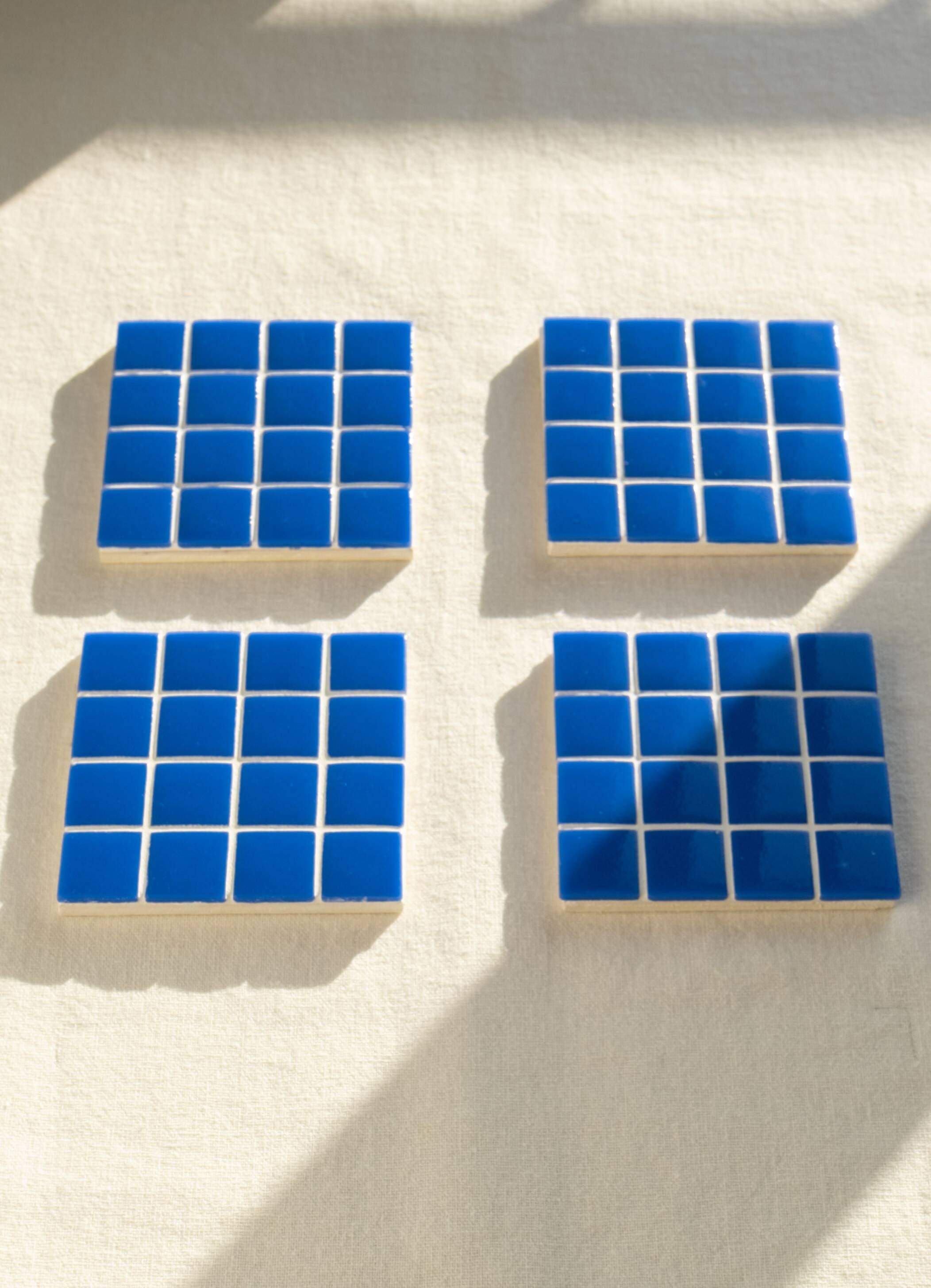 Coasters - Glass enamels - Mosaic - Handmade - Royal blue - Set of 4