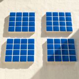 Coasters - Glass enamels - Mosaic - Handmade - Royal blue - Set of 4