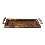 Art Nouveau wood and metal tray