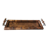 Plateau art nouveau bois et métal