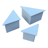 Set of three triangle side tables wood white creme design