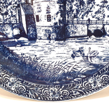 Large decorative plate decorations blue landscape diameter 40 cm