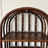 Vintage rattan and caning shelf bookcase