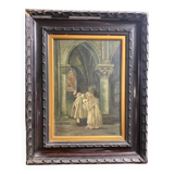 Toile de 1925, moines dans une église