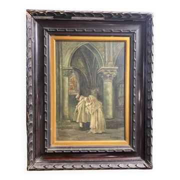 Toile de 1925, moines dans une église