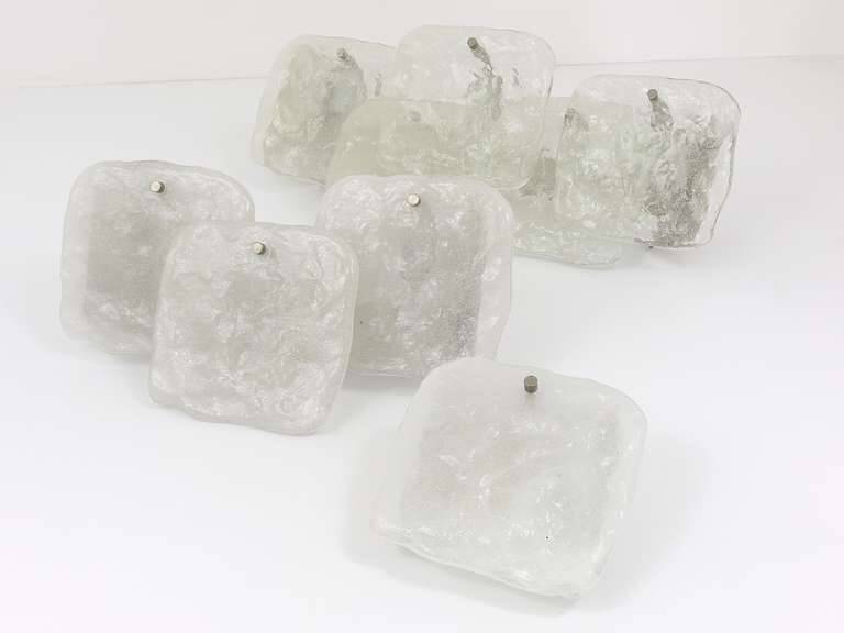 Midcentury wall sconce Kalmar in frosted ice glass, Austria, 1960s