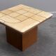 Graphic travertine tile coffee table on oak base, 1970s