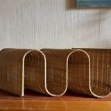 Wall-mounted rattan magazine rack