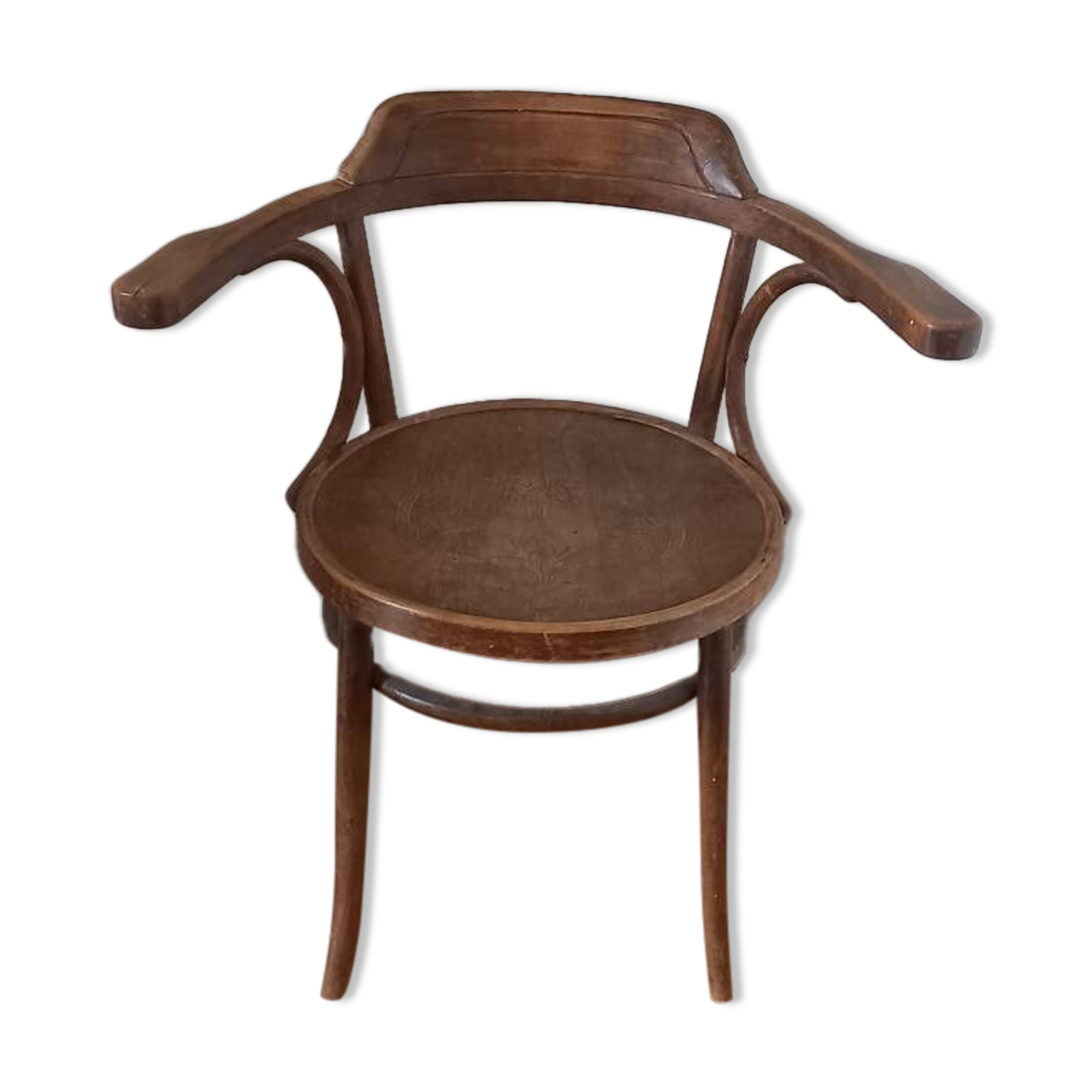 Curved wood armchair