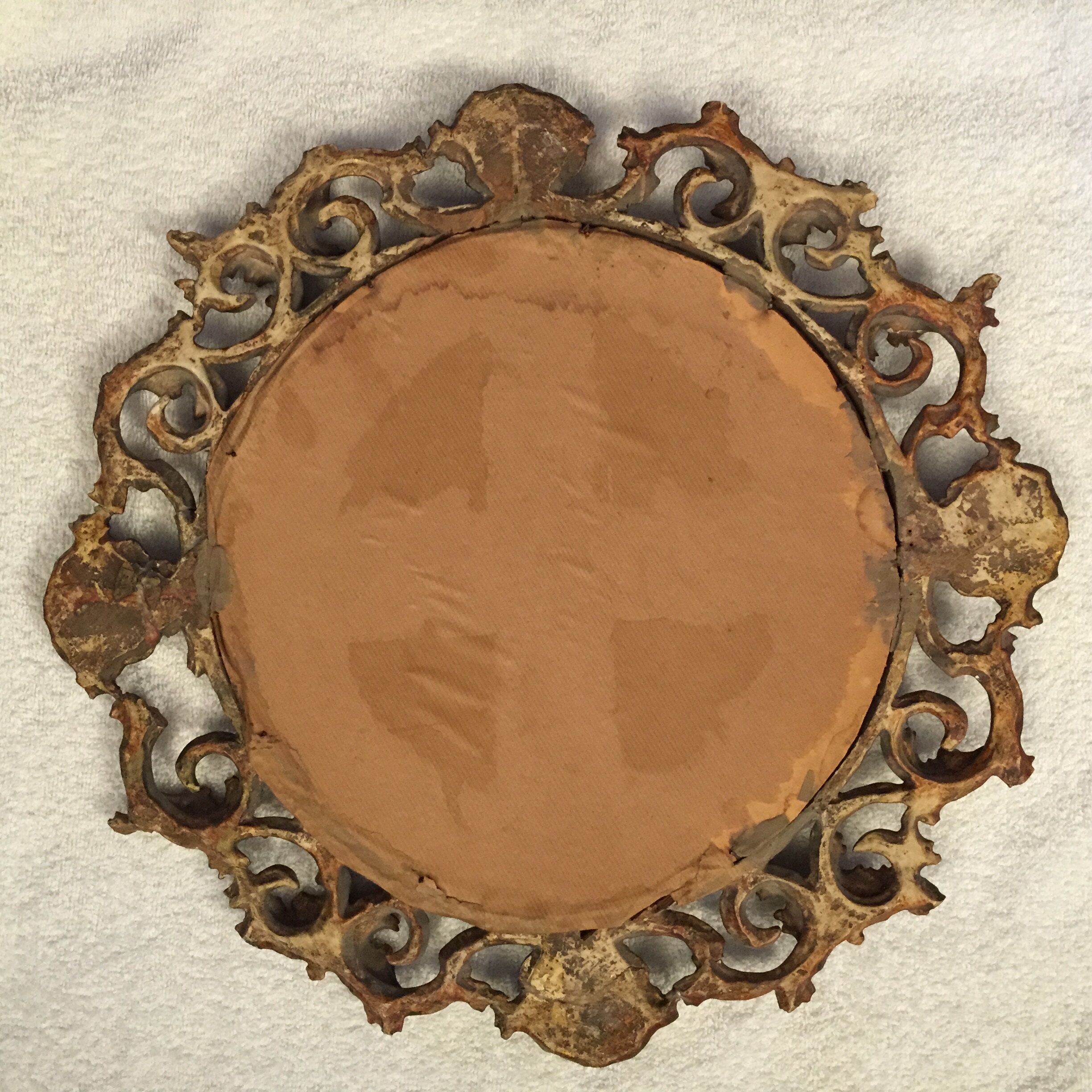 Miroir ancien en bois doré oeil de sorcière 44cm Selency