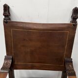 Pair of Renaissance style armchairs in walnut, 20th century