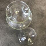 Jar type bonbonnière in translucent glass shape round modernist