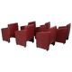 Ensemble vintage de 6 fauteuils rouges en simili cuir de haute qualité