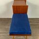 Bench Norwegian Phone Teak and blue fabric, Vintage Scandinavian 1970s