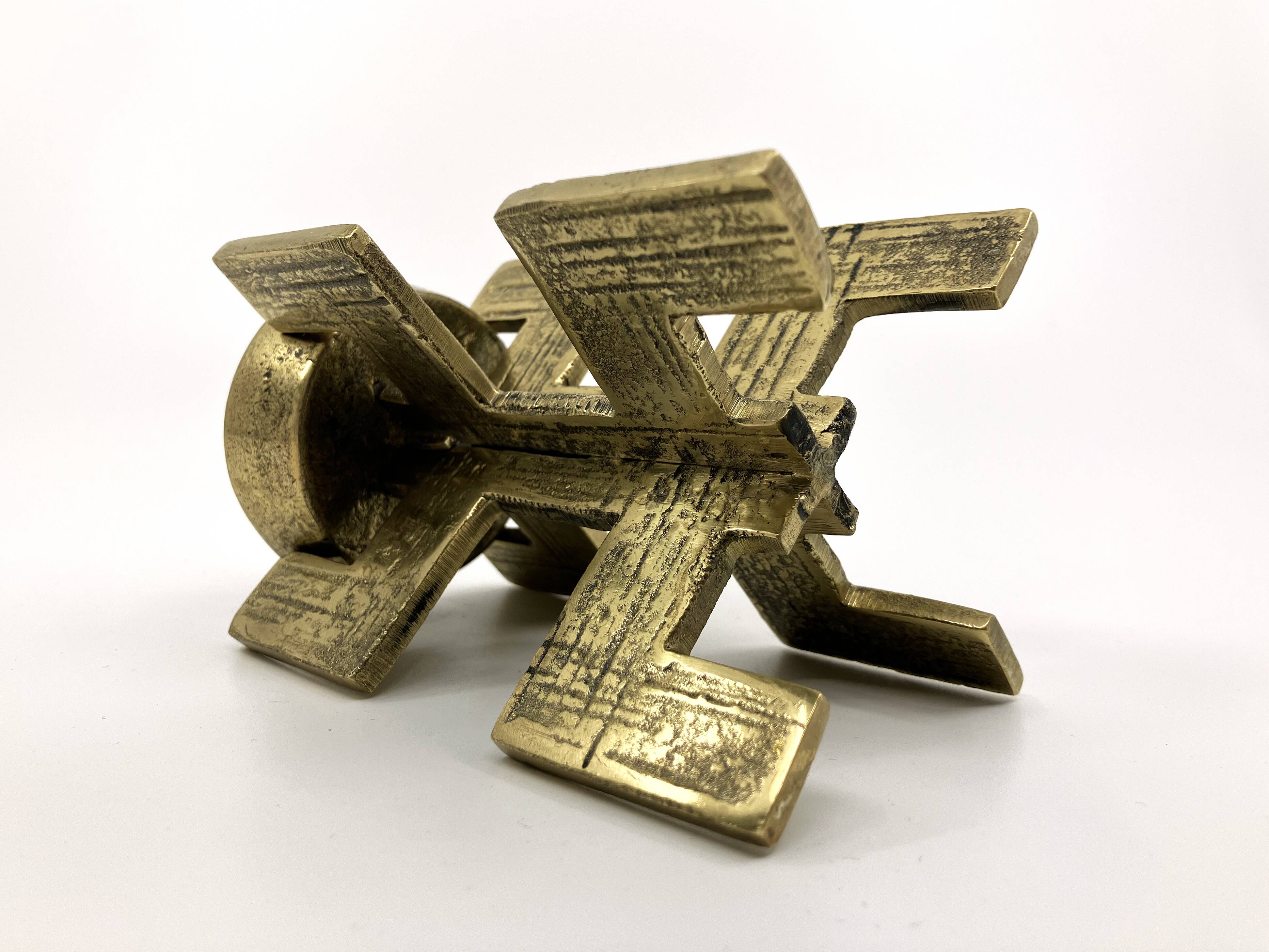 Brutalist candlestick • Austria • Brass • 1970