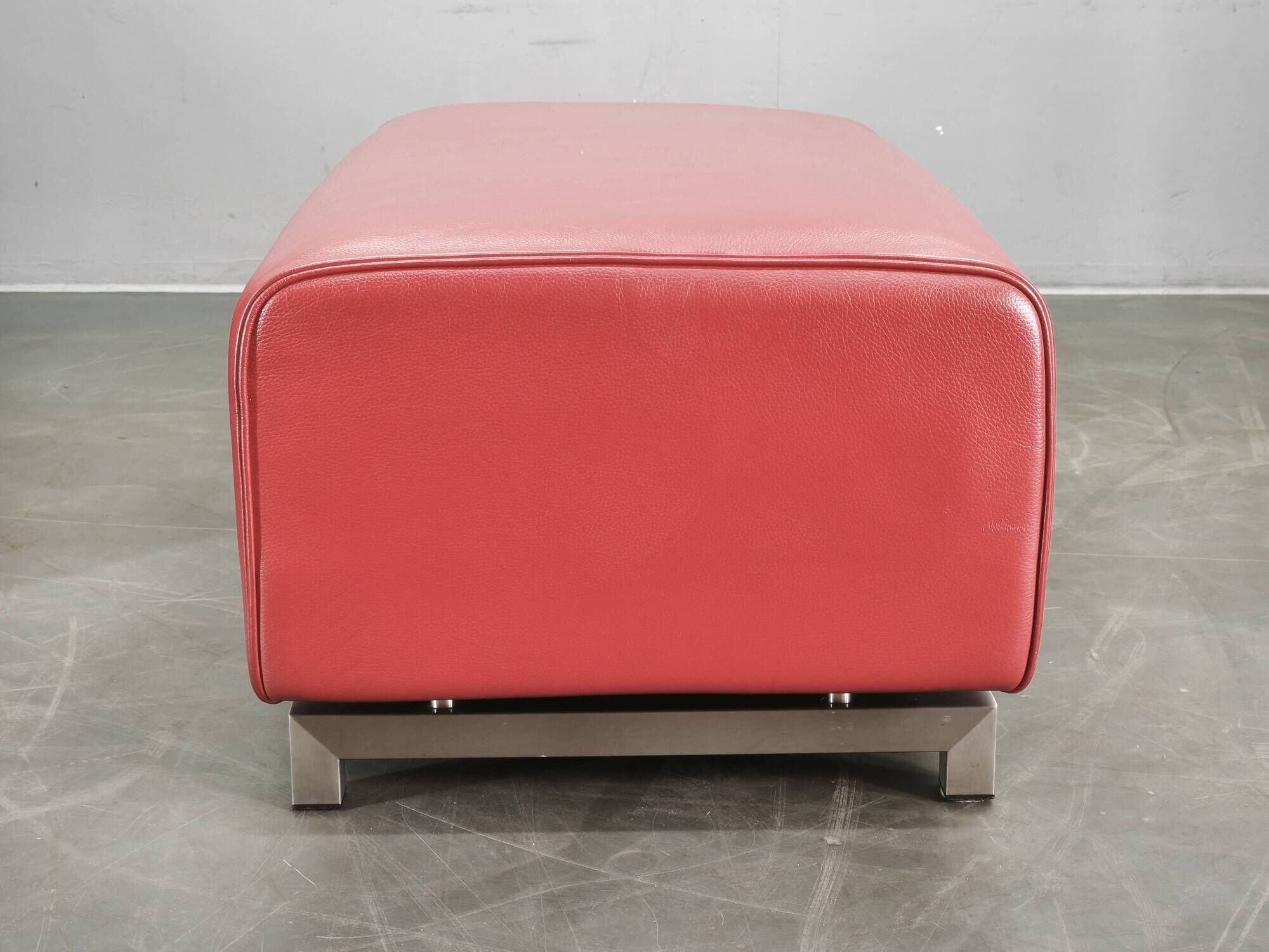 Wittmann Oversized Red Leather Lounge Armchairs and Ottoman, Austria