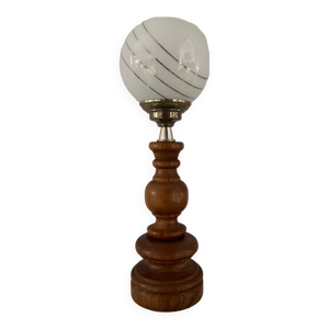 Lampe vintage des années - bois opaline