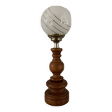 Vintage lamp from the 60s and 70s in wood and opaline