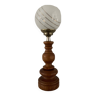 Lampe vintage des années 60-70 en bois et opaline