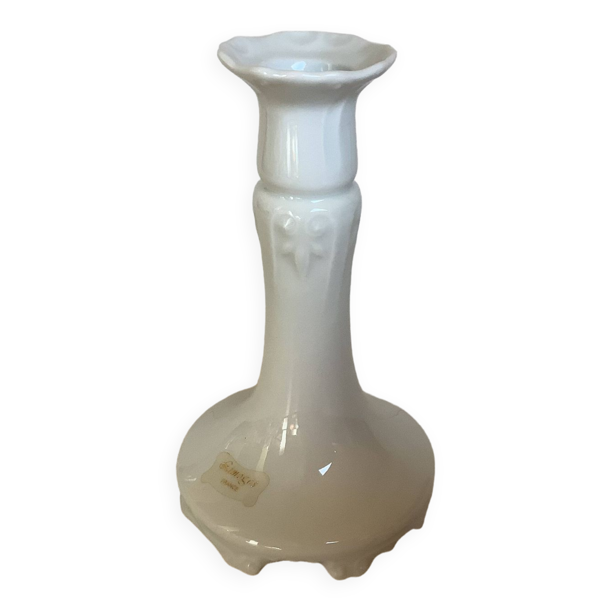 Limoges white porcelain candle holder
