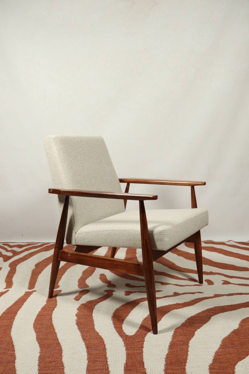 Vintage armchair Bouclè Beige lounge chair Mid Century Modern