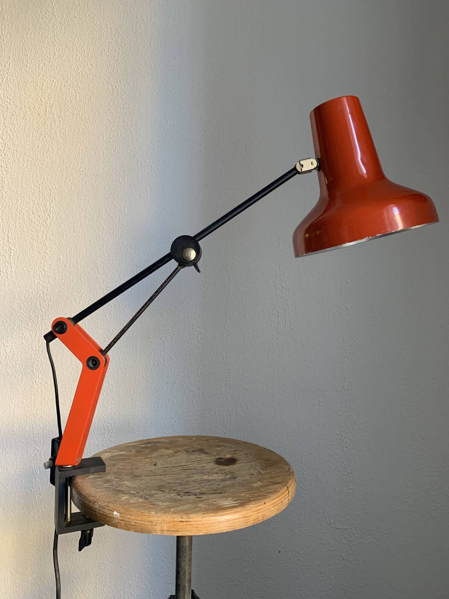 Vintage 1970s architect's desk lamp RDA (DDR - GDR) red - 50 cm