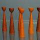 Set of 6 modern Danish teak candlesticks