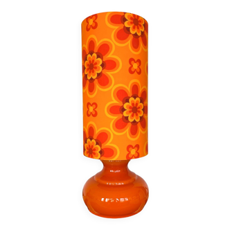 Crush orange opaline lamp H80 D27cm - 70s fabric