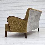Années 1950-60, canapé danois 3 places, état d'origine, coton/laine, bois de hêtre.