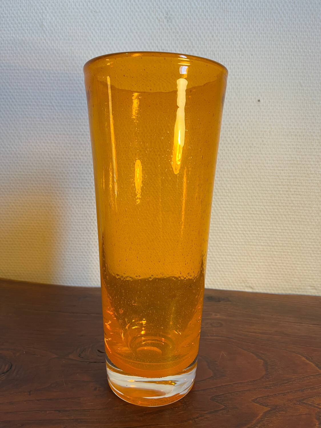 Vase année 80 verre bullé