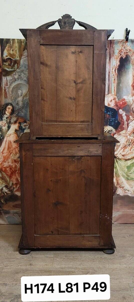 Antique solid walnut piece of furniture, finely carved, in Renaissance style.